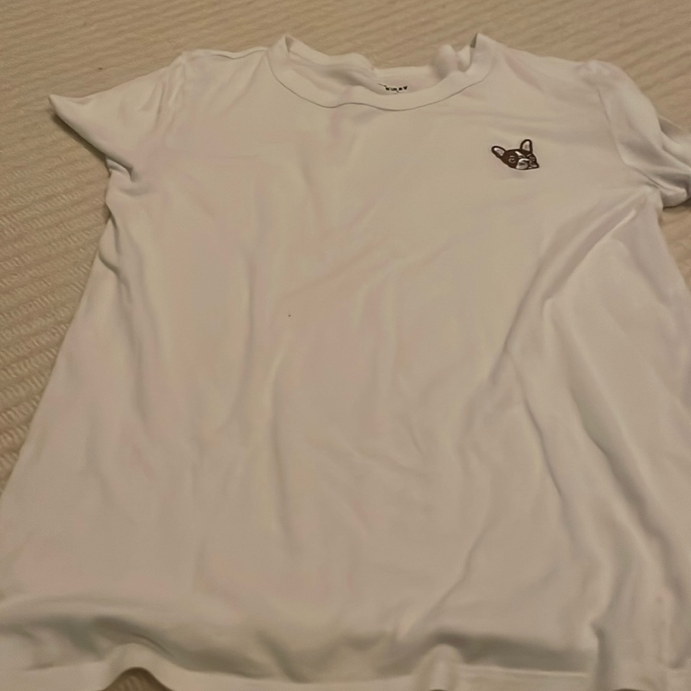 Sunday best white tshirt with bull dog